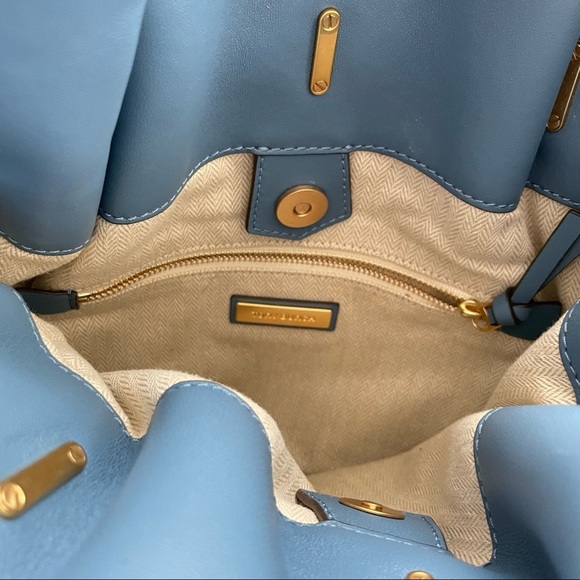 Tory Burch KIRA CHEVRON FLORAL PATCHWORK BUCKET Tea rose bag purse - Picture 6 of 7